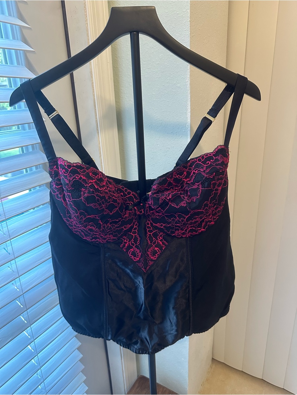 Cacique Black Pink Lace Longline Bustier Corset Top 18/20